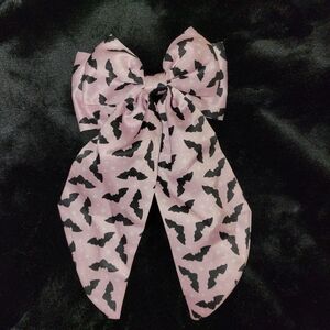 Pink Wednesday Bat Themed Pattern Hair Bow